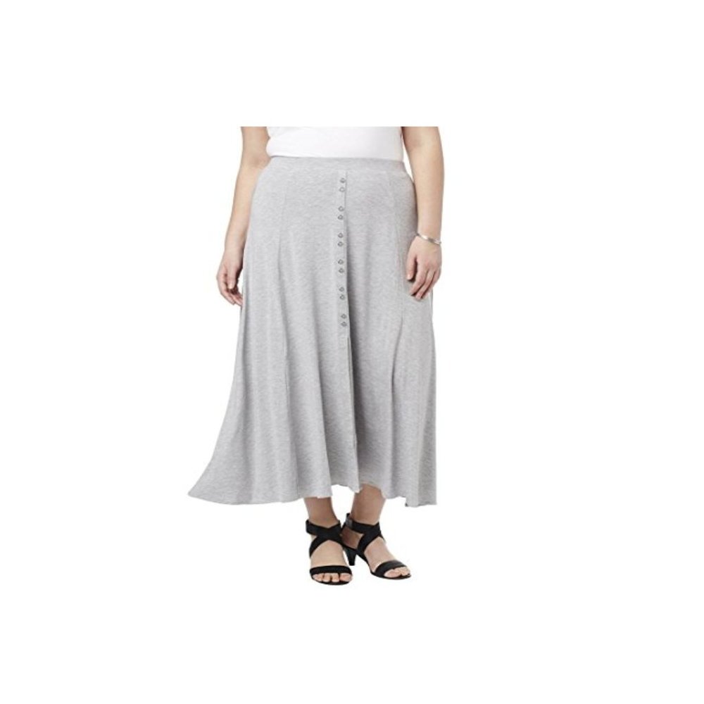 Roamans 1X 22/24 Plus Size Gray Maxi Skirt Casual - Picture 2 of 8